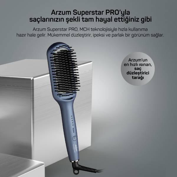 AR5082-O Superstar Pro Saç Düzleştirici Fırça- Okyanus - 2