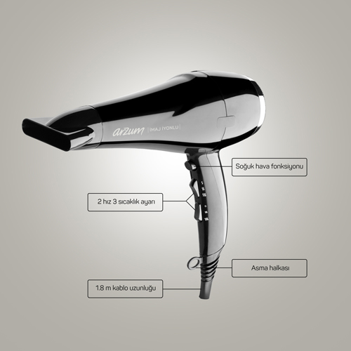 AR596 Imaj Ionic Hair Dryer - Black - 5