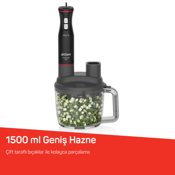 Starchef Pro Multi 1800W 4 Bıçaklı 1500 ml Hazneli 2 Kademeli Blender Seti - Siyah - AR1204-0100	 - 4