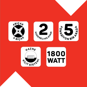 Starchef Pro Multi 1800W 4 Bıçaklı 1500 ml Hazneli 2 Kademeli Blender Seti - Siyah - AR1204-0100	 - 10