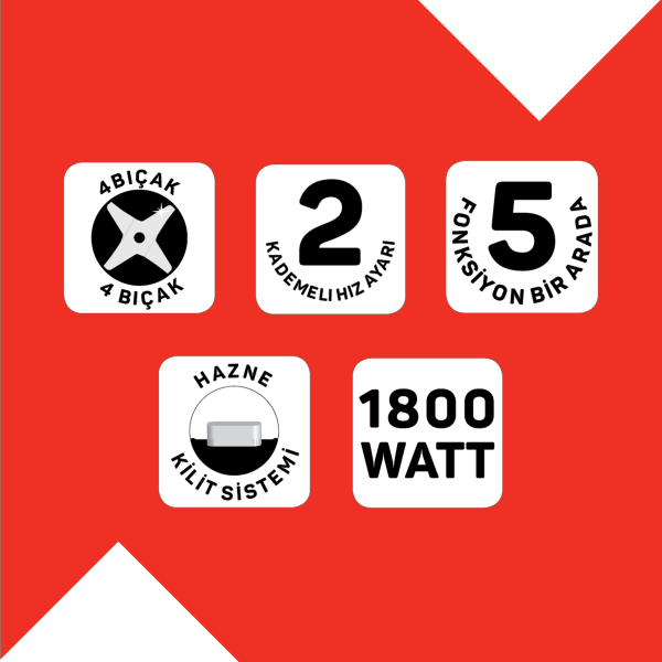 Starchef Pro Multi 1800W 4 Bıçaklı 1500 ml Hazneli 2 Kademeli Blender Seti - Siyah - AR1204-0100	 - 10